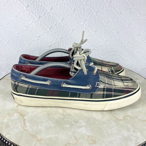 Sperry Top Sider Shoes Womens Size 7.5 Plaid Bahama II Kick Back Casual Loafers - Picture 2 of 12
